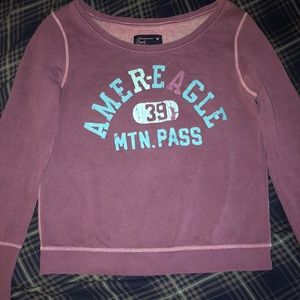 Purple, American eagle, sweater, barley worn.